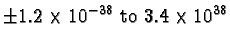 $\pm 1.2 \times 10^{-38}\ \text{to}\ 3.4
\times 10^{38}$