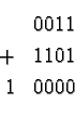\begin{eqnarray*}\ &0011\\
+ &1101\\
1 &0000\\
\end{eqnarray*}